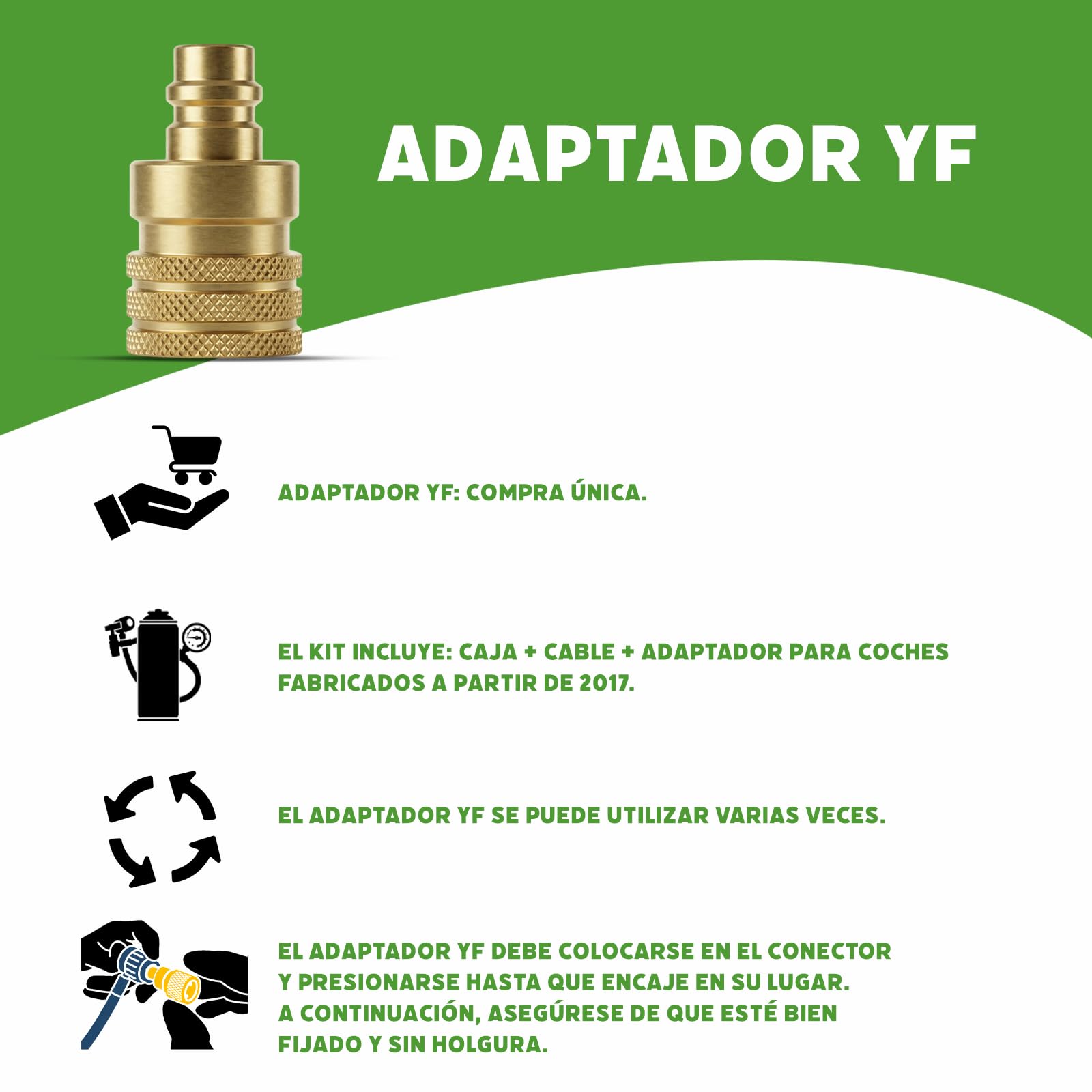 Gas refrigerante sustituto R1234yf con Aceite, Manguera y Adaptador YF – Recarga para Aire Acondicionado de automóvil – 2 x 235 g – Eco