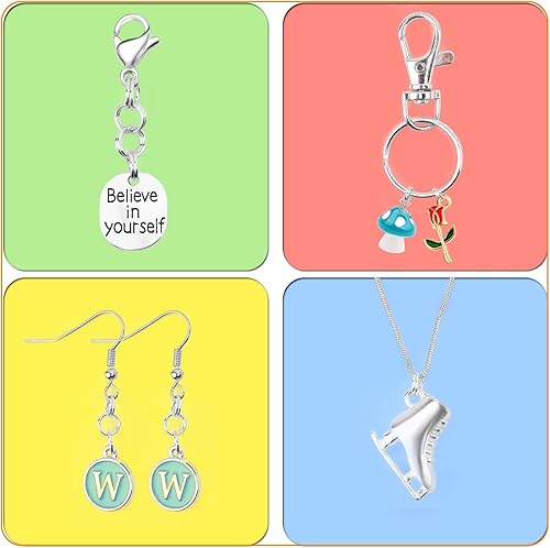 Vista 124 de Aylifu 200 anillos de metal divididos, anillos de salto de doble bucle chapados en níquel de 0.63 pulgadas, pequeños anillos de llavero de cristal