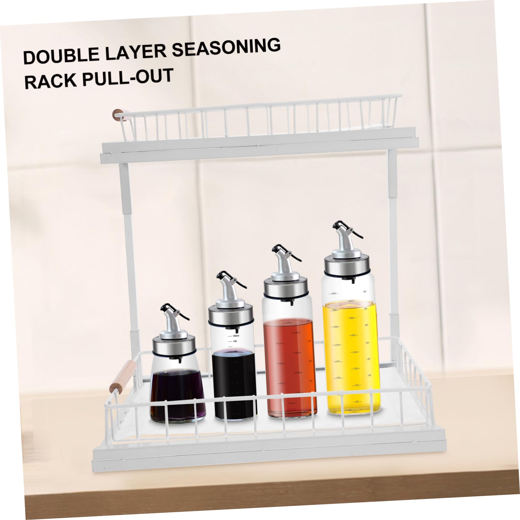 Garneck Organizer Acciaio in Cucinastraibile, Scaffale Sottolavello a al 2 Livelli Carbonio Bianco, Capiente Pratico per Spezie Bagno
