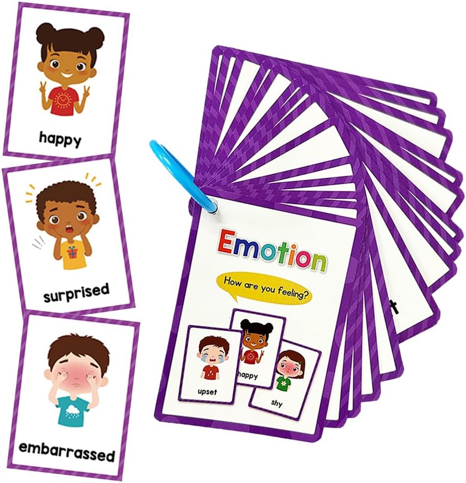 Lachilly Emotions Learning Flashcards, High Frequency Words, Beginning Reading, Kindergarten to 1st Grade, ESL Teaching Materials, Autism Learning Materials, Vocabulary Building, 15 Cards, 28 Words