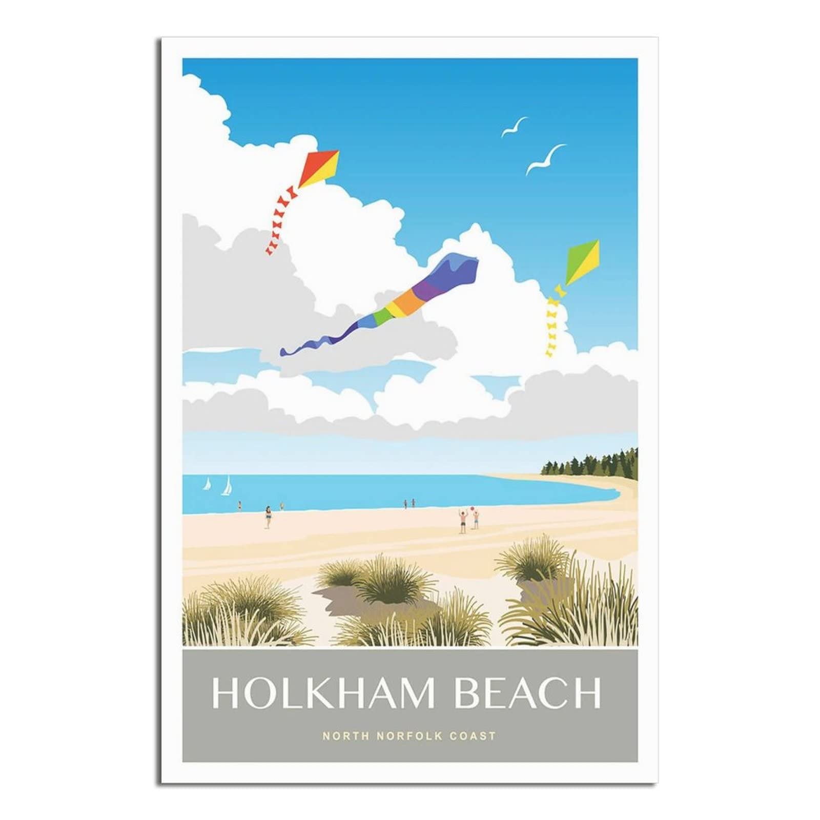UEJD Vintage Holkham Beach Kites Norfolk Travel Poster Decorative Posters Modern Bedroom Canvas Art Poster Picture Painting Posters Wall Decor Art Gift, 12x18inchs(30x45cm)
