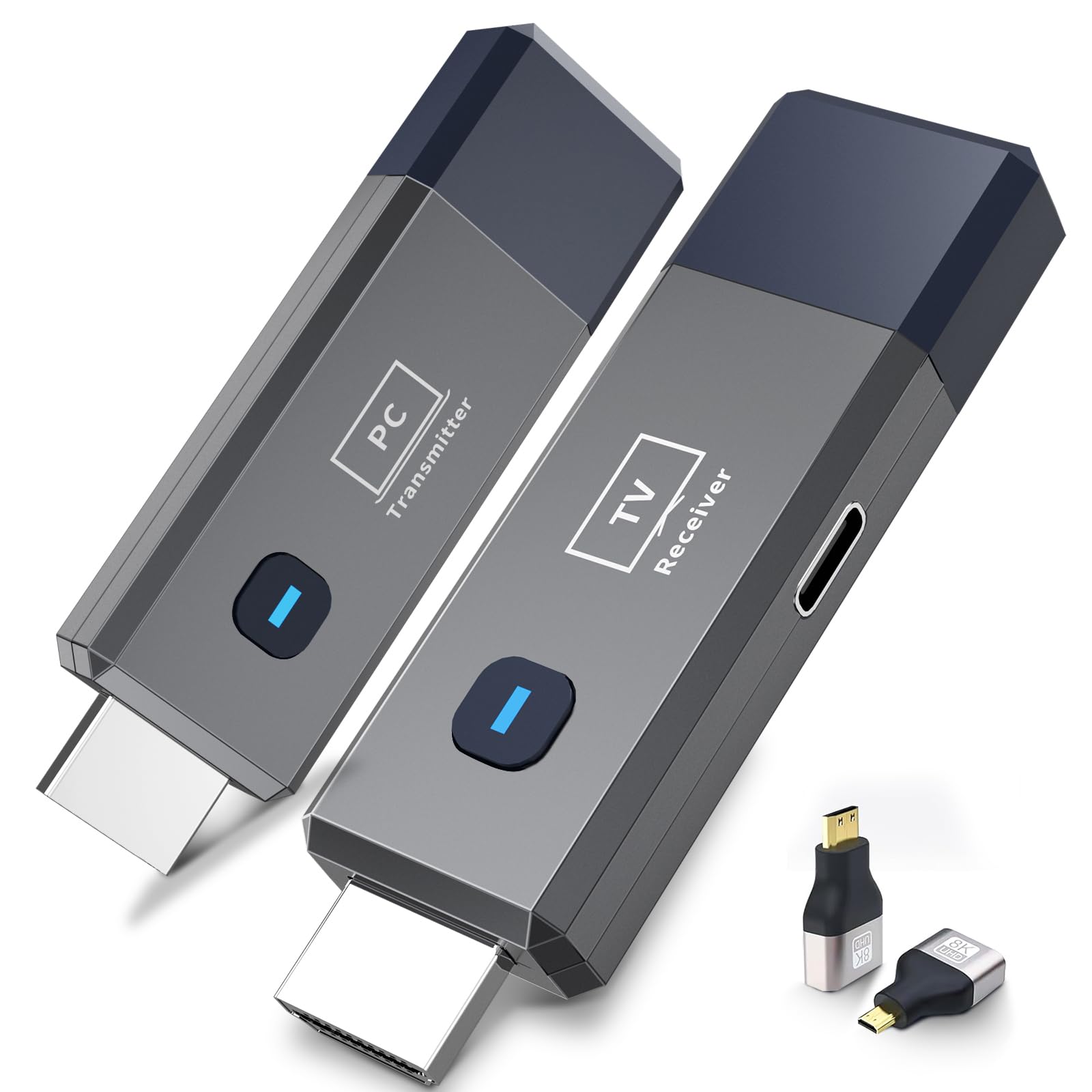 MDDCOFLY Wireless HDMI Transmitter and Receiver, 165ft/50m, 4K Decode, 1080P Output, Plug&Play, Portable, 2.4G/5.8G, HDMI for PC/Projector/TV Box 50M navy blue