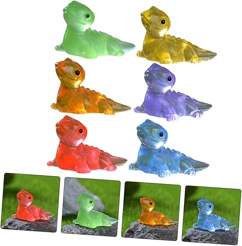 Miniatura 8 de Toyvian 30 piezas de micro paisaje lagarto mini figuras de animales plantas en maceta decoración brillante mini estatuilla luminosa lagarto