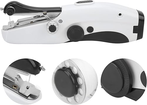 Miniatura 7 de Máquina de coser de mano con diseño de doble aguja, mini máquina de coser eléctrica portátil para el hogar, ideal para coser básica en varias telas