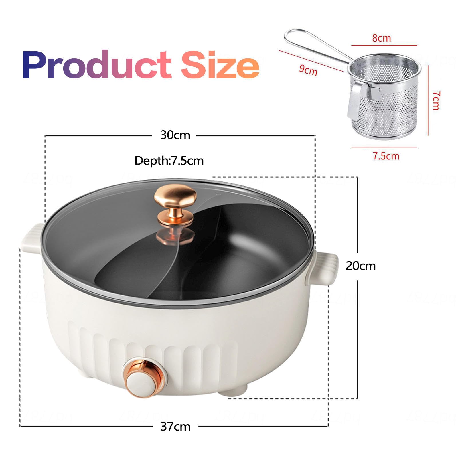 ARTSIM Appareil A Fondue, 1350 Watts Appareil Fondue Chinoise Convient Aux Petites FêTes (avec 2 Filets Non éTanches),White