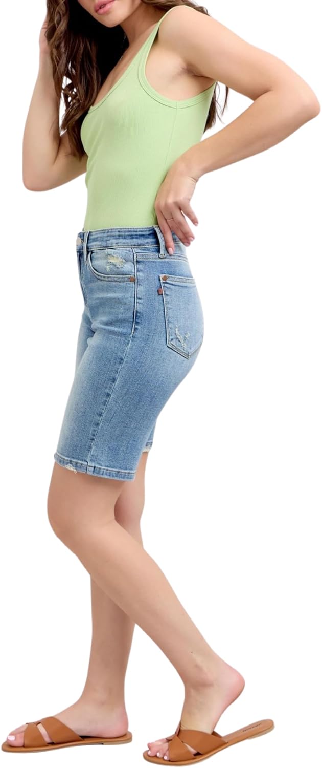Judy Blue High Waist Vintage Wash Bermudas Shorts - Image 4