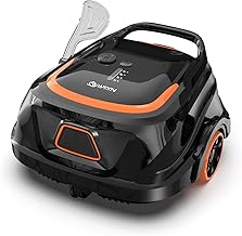 Robotic Pool Vacuum for Above Ground Pools, Dual Filters, Self-Parking, 120-Min Runtime & 2.5h Fast Charging, Powerful Suction, Ideal for Flat Pools up to 1076 sq.ft (Black Tangerine)