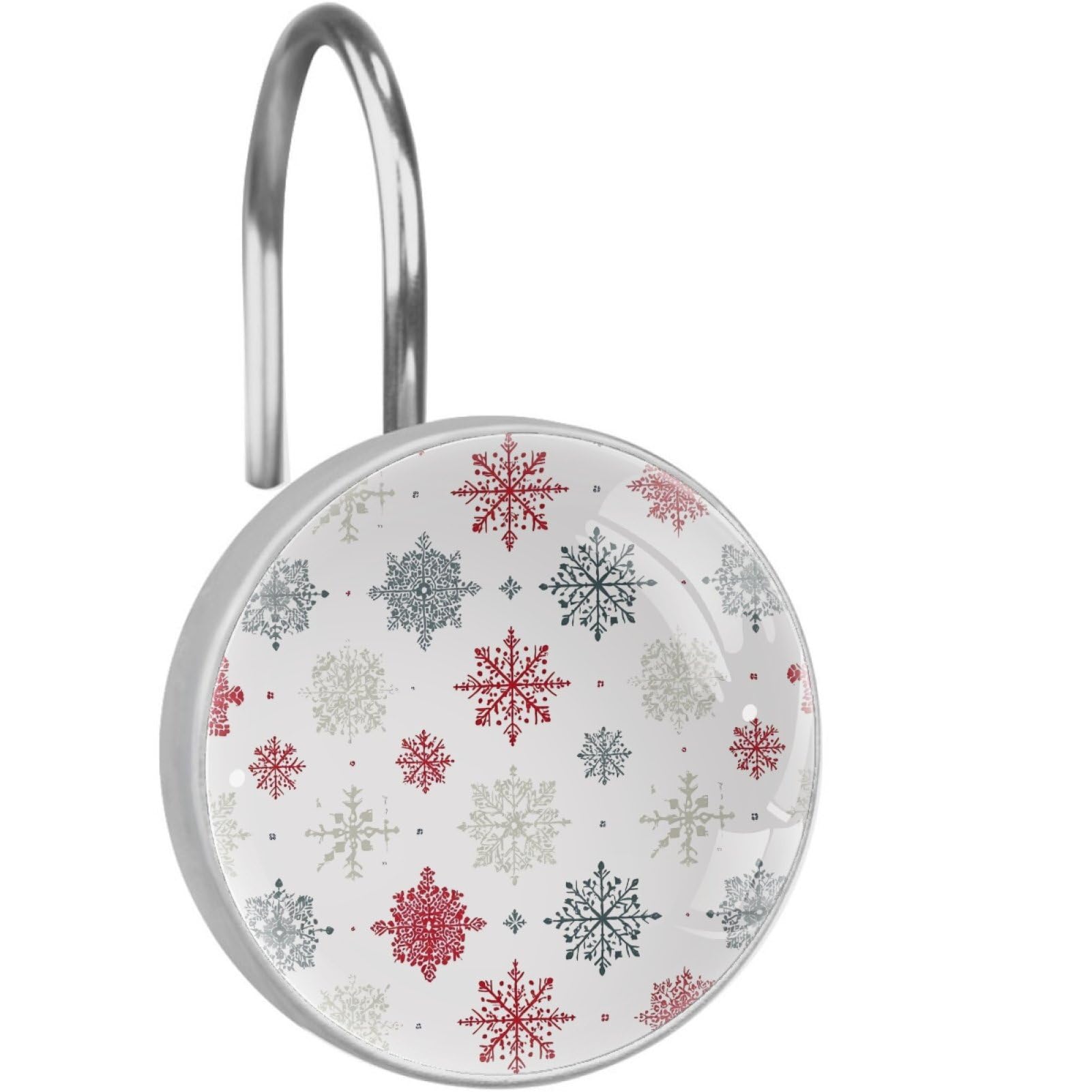 VAPOKF Decorative Shower Curtain Hooks, Snowflake Rustproof Stainless Steel Shower Curtain Rings for Bathroom, Shower Curtain Hangers for Shower Rod, 12 Pack