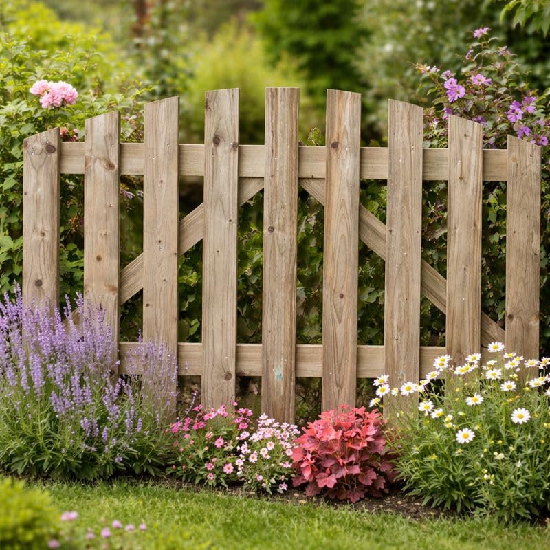 Wooden Garden Arched Picket Gate Pedestrian Gate Wooden Pressure Treated 3ft 90cm,Wooden Garden gate, Garden Gates Wooden, Garden Gates Wooden Picket (90cm High x 90cm Wide x 7cm Deep)