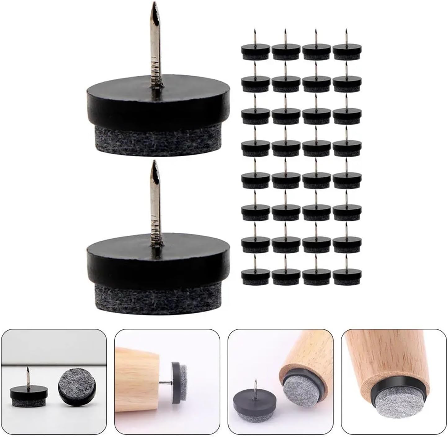 Felt Furniture Pads 100Pcs Chair Leg Floor Protectors Premium Felt and Plastic Furniture Sliders Non-Slip Pads for Hardwood Floors