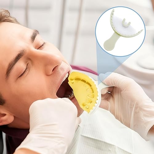 Miniatura 10 de LITEMATIRA Bandejas desechables de registro de mordeduras dentales, bandejas de impresión bucal para moldes de dientes, bandejas de malla 3 en 1, 10