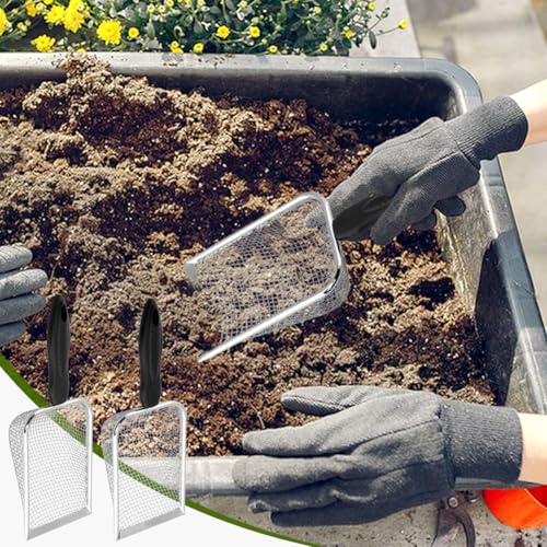 Set 2 piezas colador de suelo y pala para jardinería miniatura 3