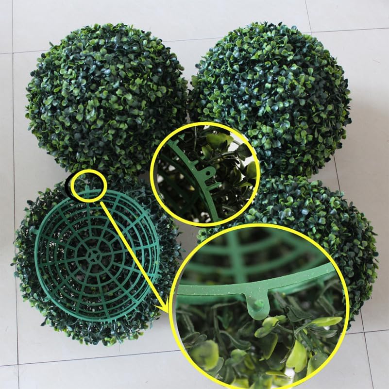 Alipis Artificial Boxwood Topiary Ball Cage 4pcs Plastic Wreaths Orbs Circle Forms 10 Inch Plant Trelli Faux Green Ball Frame Support Cage Flower Shelf Holder for Garden Home Decor, 09K14B57J4C