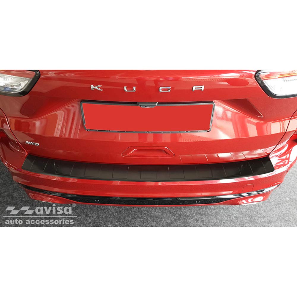 Protection De Seuil Arrière Inox Avisa Pour Ford Edge 2014-2018 - Design 'Ribs' - Adhésif 3M, Anti-rayures