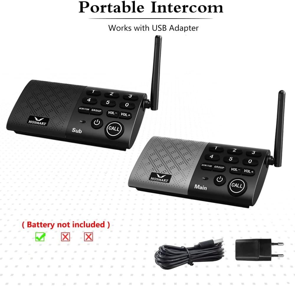 🛒 Crazy Deals Supplemental Hosmart Full Duplex Wireless Intercom System,Real Time, Two -Way Communication for Home and Office with Crystal Clear Sound,(1 Sub only)