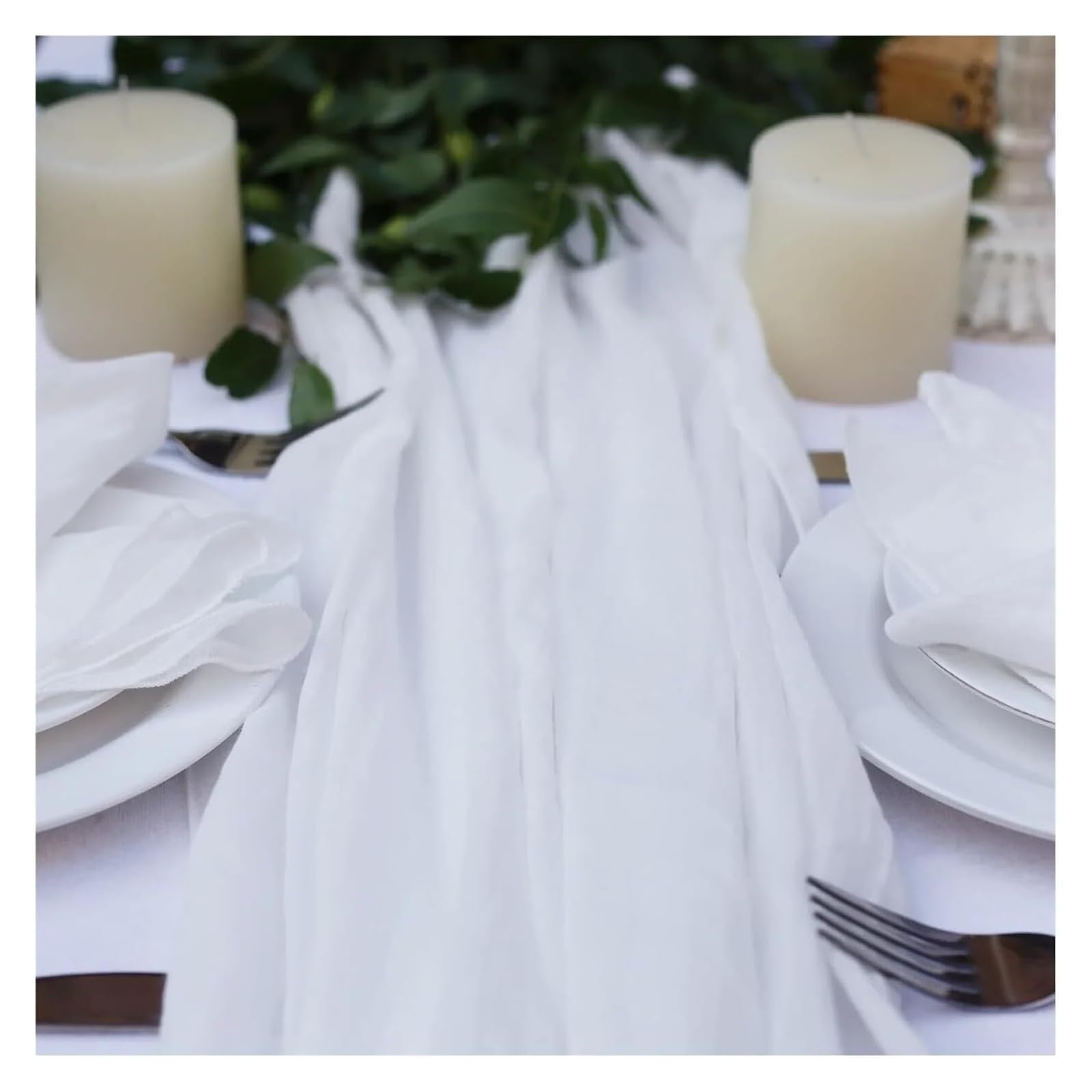 Cotton Table Napkins, Cheesecloth Voile Cotton Table Runner Multicolor Multiple Sizes(White,70X300cm)
