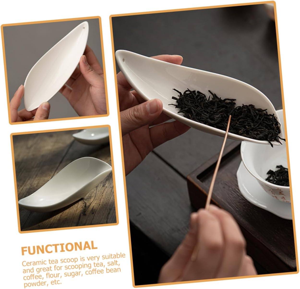 Mobestech Ceramic Tea Scoop for Loose Leaf Tea Multi Functional Spoon for Bean Powder Salt Flour and Sugar Restaurants and present Giving