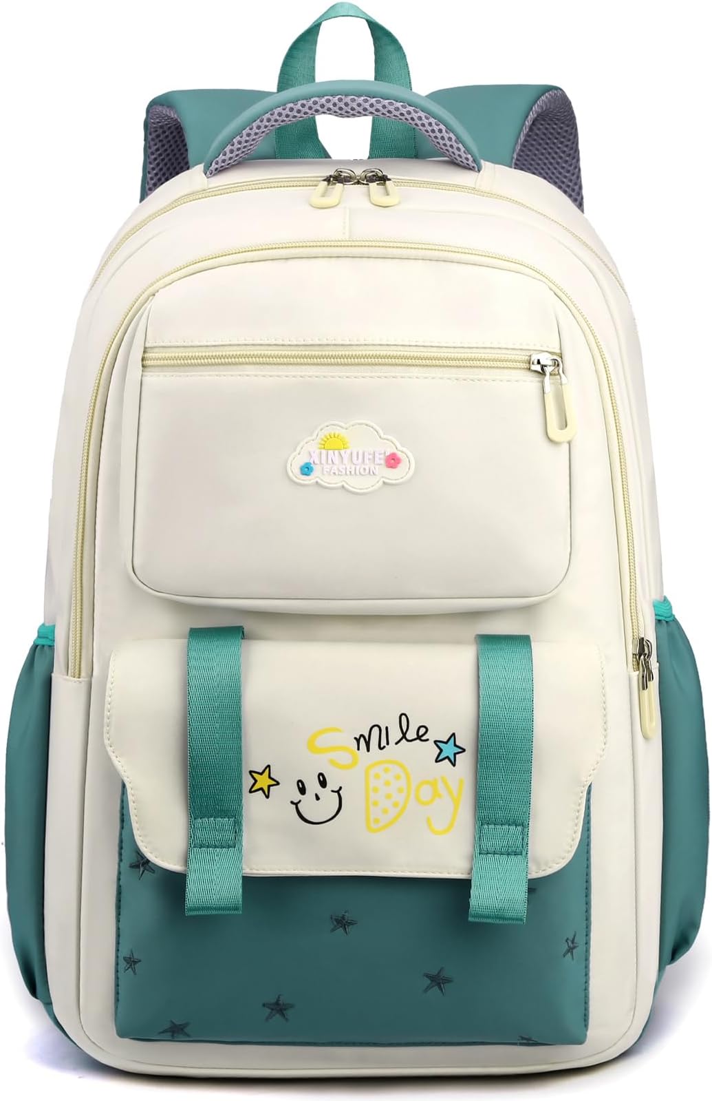 MakukkeBackpack for Girls Kids, Cute Kawaii School Bag Lightweight Bookbag Backpack for Middle & High School with Anti Theft Pocket,Beige Backpack