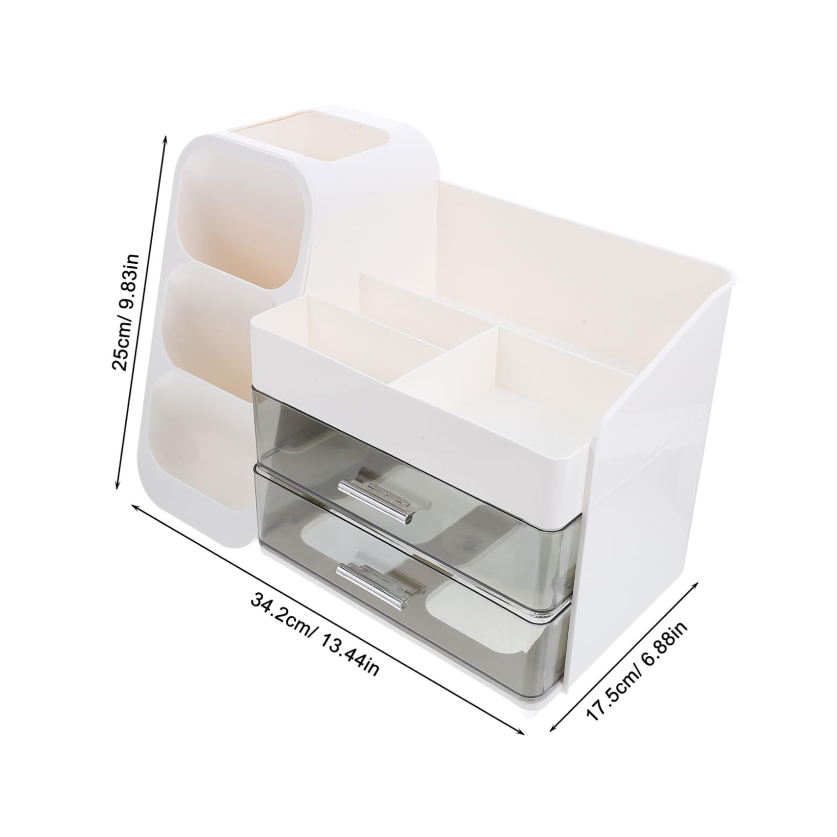 COLLBATH Make-up Organizer Weiß mit Multifunktion Großer Schminktisch Kosmetik Aufbewahrung mit Geteilten Fächern für Lippenstift Pinsel und Hautpflege Stabiler Aufbewahrungsbox für