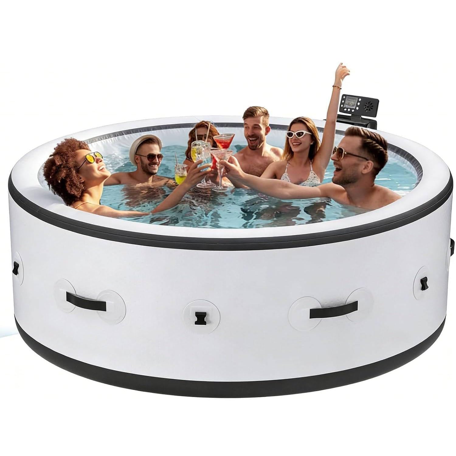 Spa Gonflable Chauffant 4–6 Places, 150 Jets, Bain à Remous de Jardin