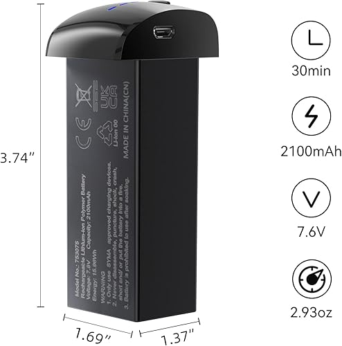 Miniatura 2 de Ruko F11MINI Batería de vuelo inteligente de repuesto, batería de iones de litio de 7.6 V 2100 mAh con un cable de carga