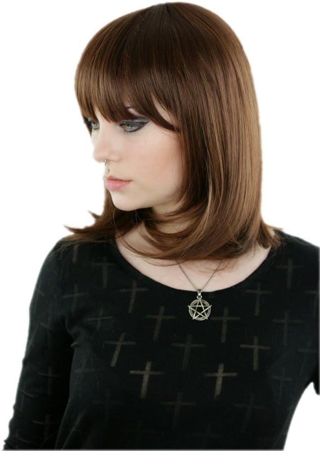 Prettyland - C260 Mid Medium Length Brunette Brown Straight Hair Everyday Wig