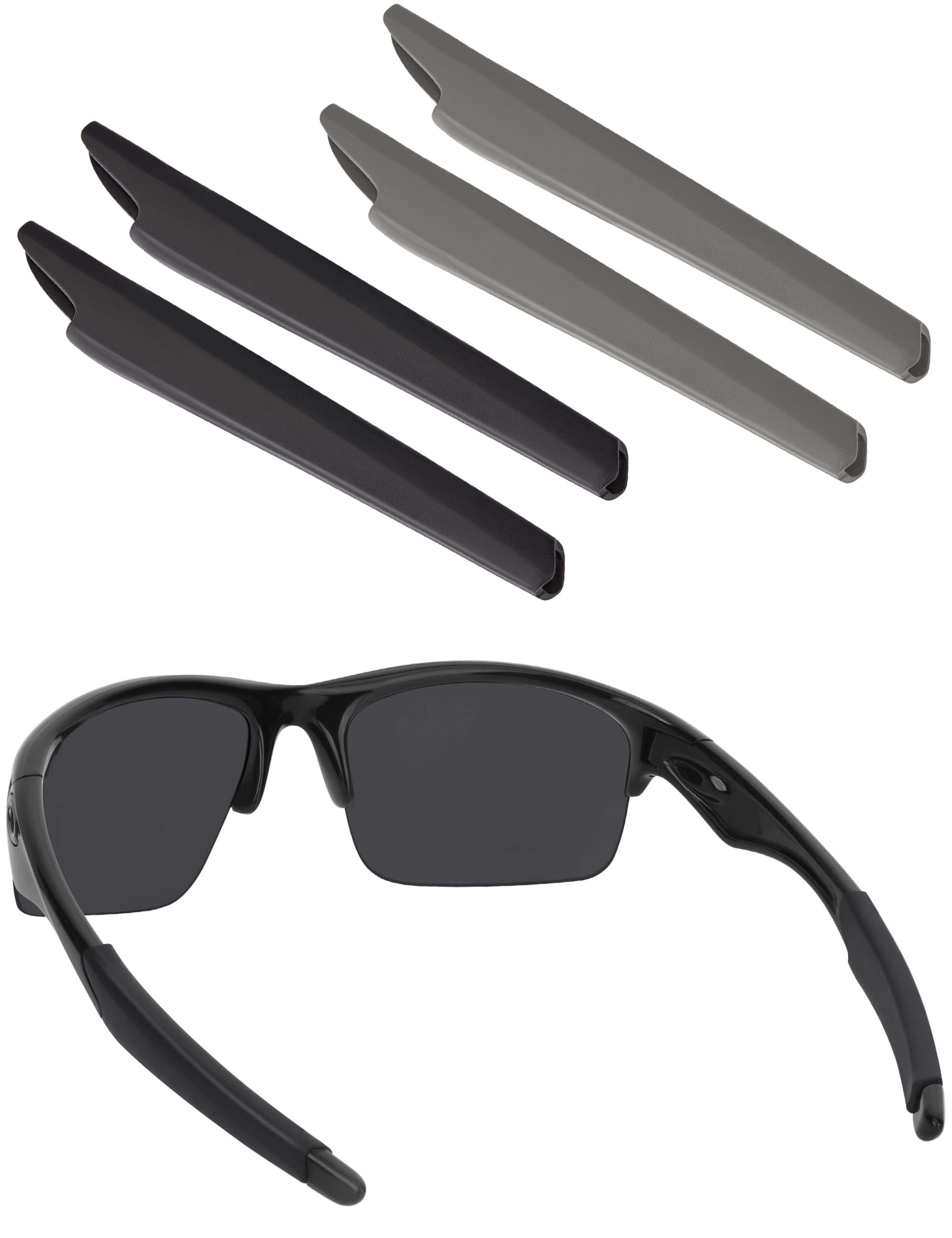BLAZERBUCK Replacement Temple Sleeves Ear Socks for Oakley Bottle Rocket OO9164 Sunglass - Black + Grey