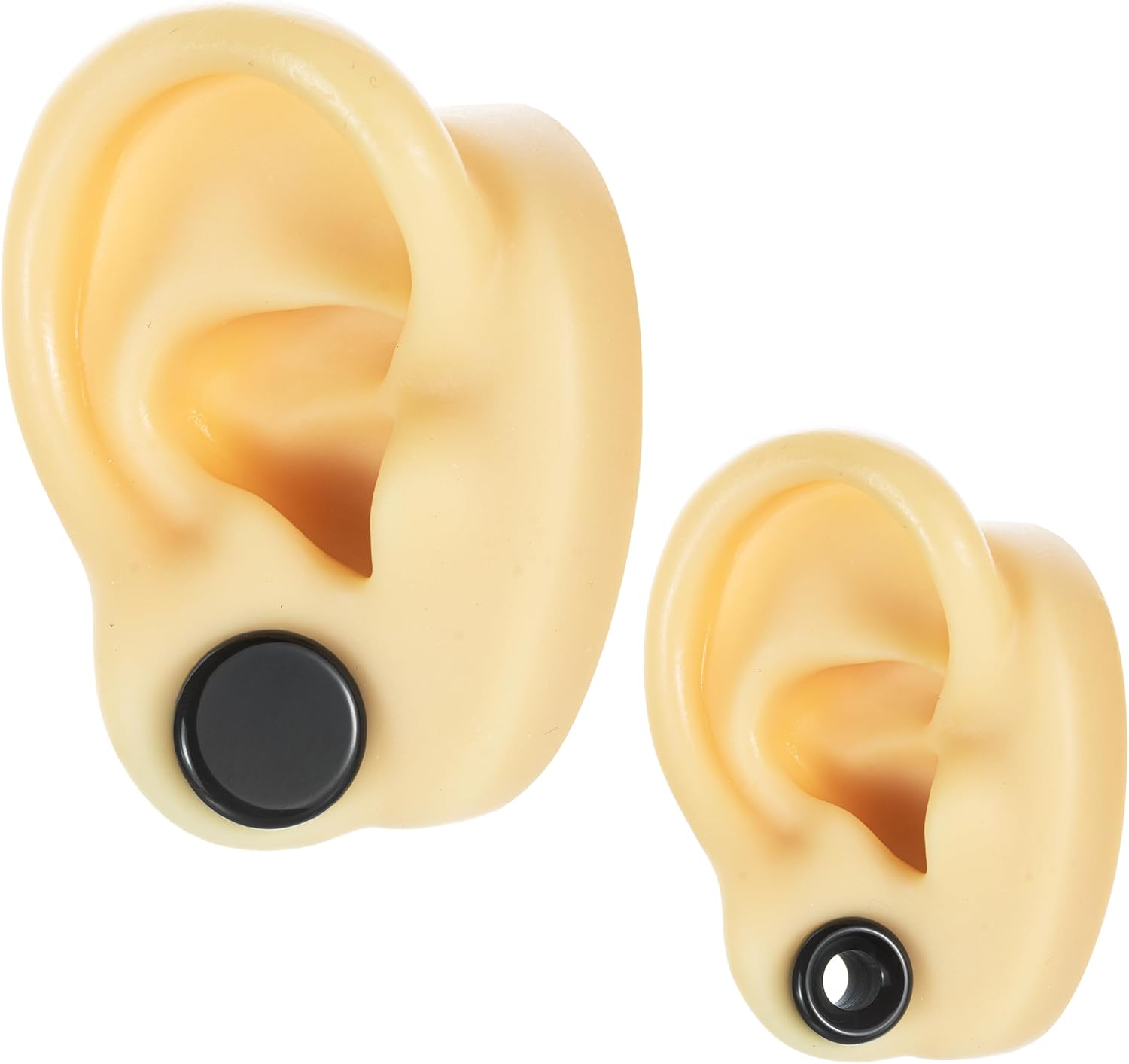 Obsidian Ear Gauges Set, 4 Pack Glossy Black Plugs & Tunnels, Mirror Polished Volcanic Stone (size 00G-1")