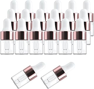 Menolana Set of 20 Glass Dropper Bottles for Essential Oils, 2ML Capacity, Clear