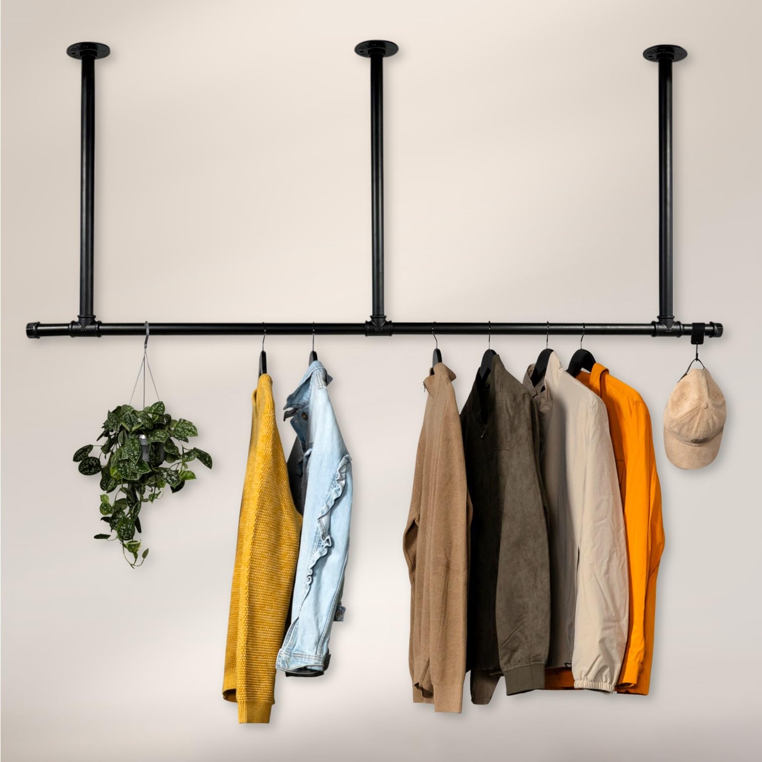 Garderobestang zwart met pin 30cm | Snel in huis