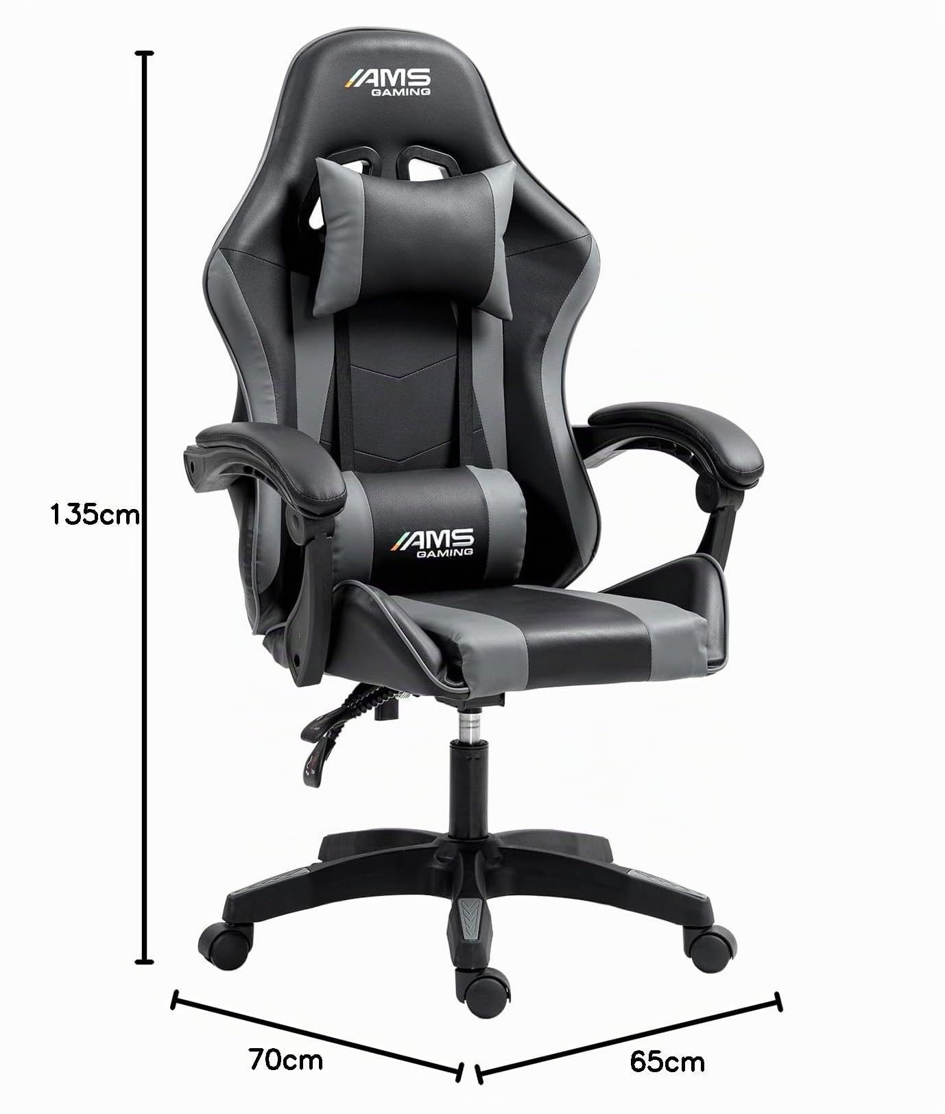Sedia Gaming da Ufficio, Tessuto a Rete, Schienale Reclinabile 155°, Nero e Rosso, Portata 130 kg