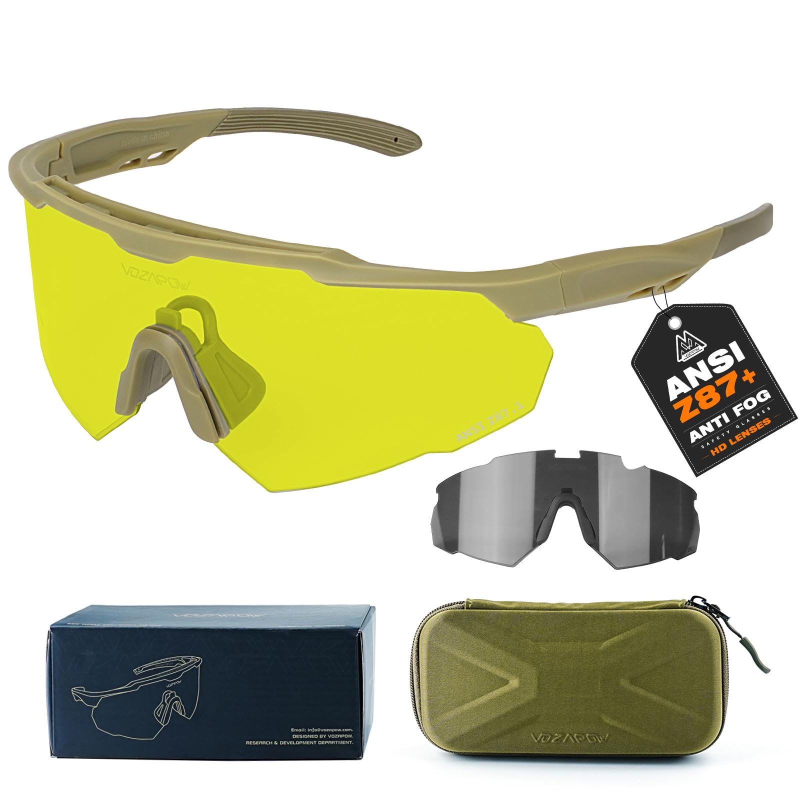 Range Tactical Shooting Glasses ANSI Z87+ UV400 Safety Glasses