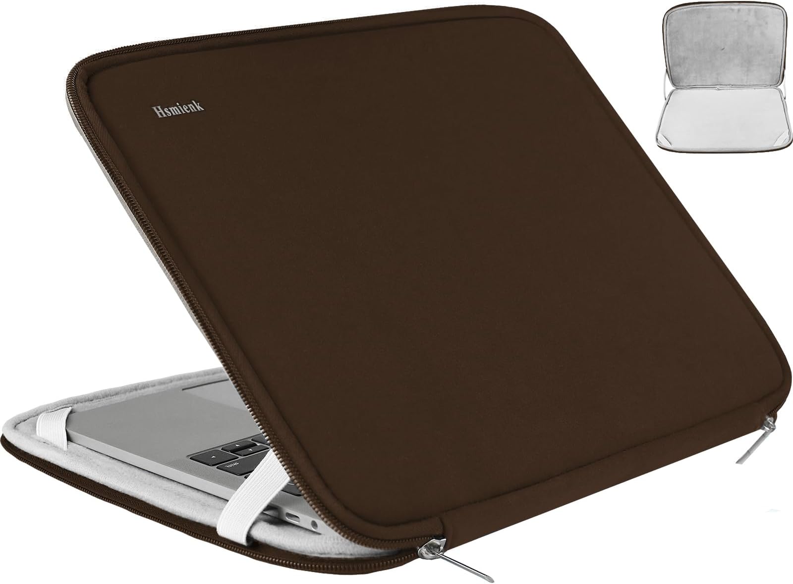 Hsmienk Laptop Sleeve Bag 14 inch, Shockproof Protective Computer Cover Flip Case Briefcase Carrying Bag Compatible with 14"-15" HP, Lenovo, Asus, Acer, Notebook, Chromebook Computer, Brown