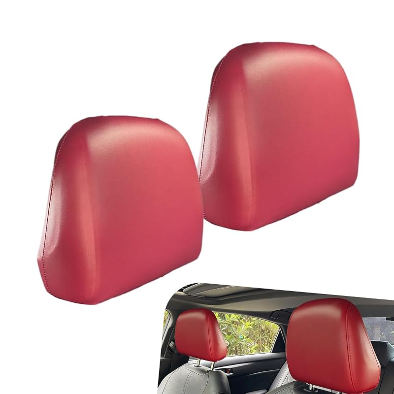 Capa para Encosto de Cabeça Automotivo em PU Vermelho Red #S Foelony para Bancos Dianteiros, Kit com 2 peças