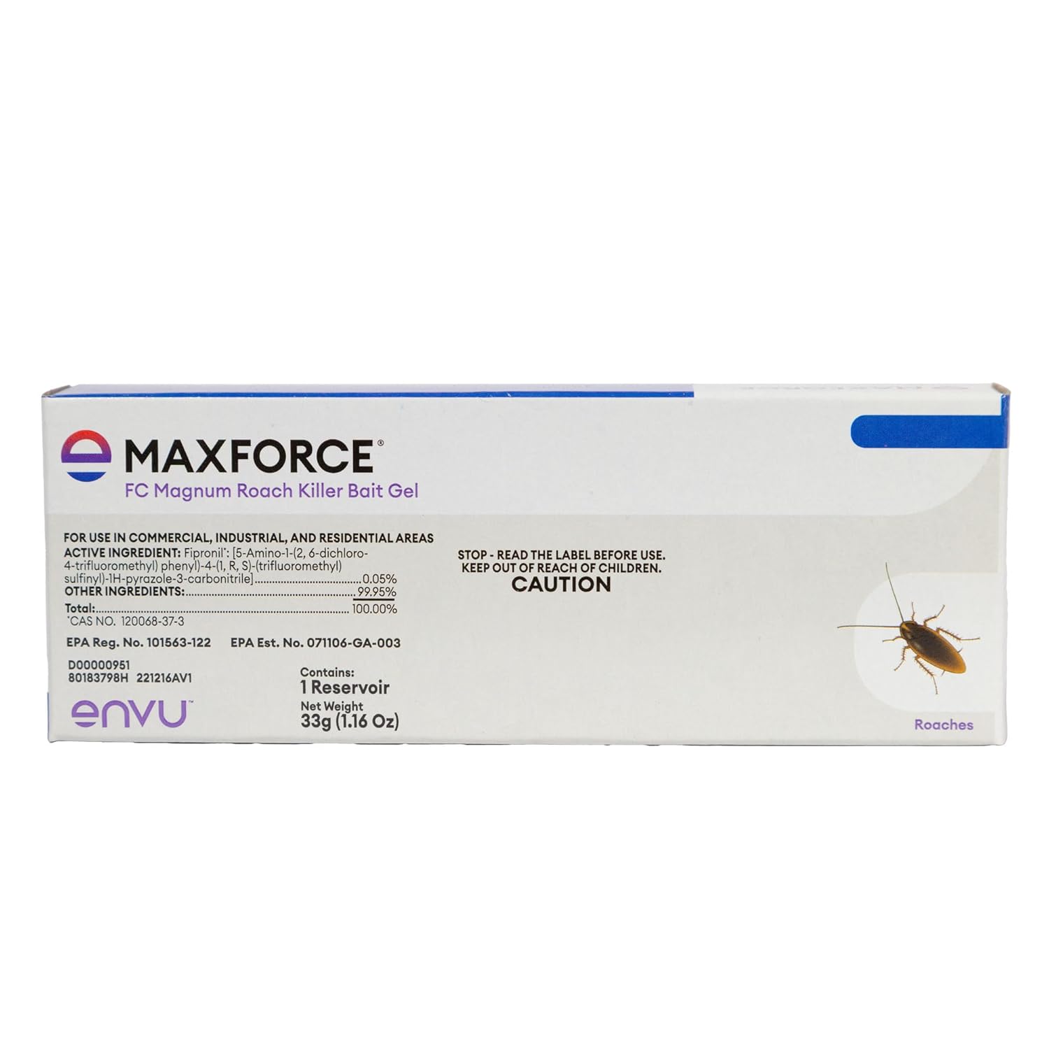 Maxforce FC Magnum Roach Bait Gel 33 gram Reservoir | Cockroach Bait Gel Syringe for German Roaches | Crack and Crevice Placement