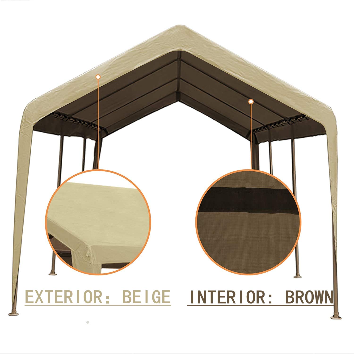 Abba Patio 10 x 20Feet Carport Replacement Top Canopy Cover for Garage