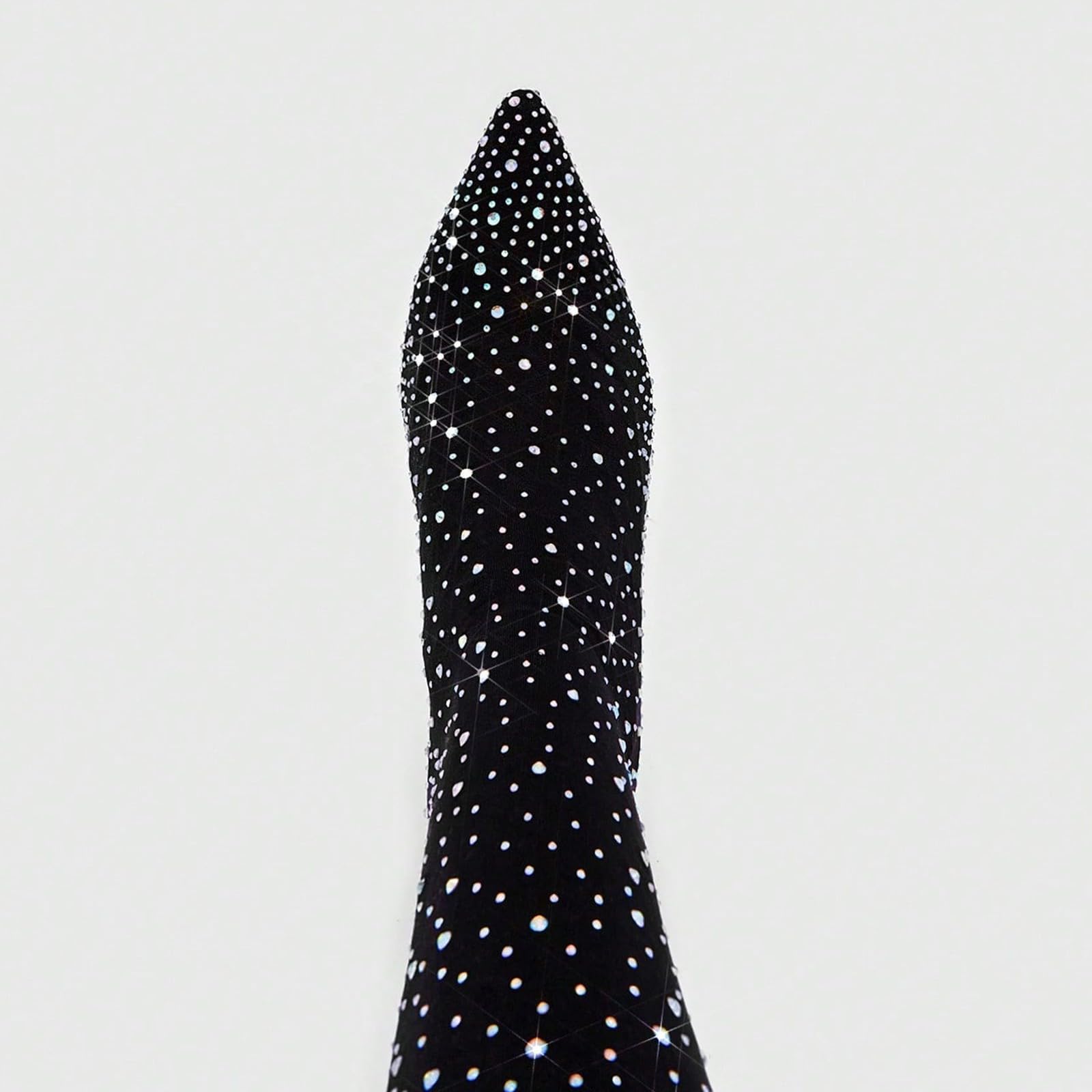Damen-Kniehohe Stiefel mit Glitzernden Diamanten 7cm Absatz Elegante High-Heel-Stiefel für Party Abend Luxuriöse Spitzenverzierung Robustes Obermaterial