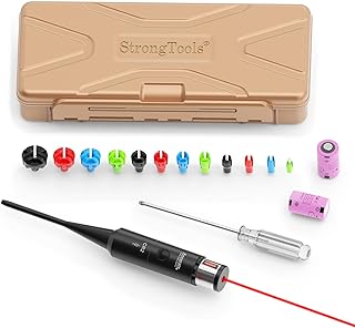 StrongTools Red/Green Laser BoreSighter 177 to .50 Caliber Rifle Scope Handgun Hunting Red/Green Dot Boresight Kit Press Switch Bore Sight 800mAh Battery