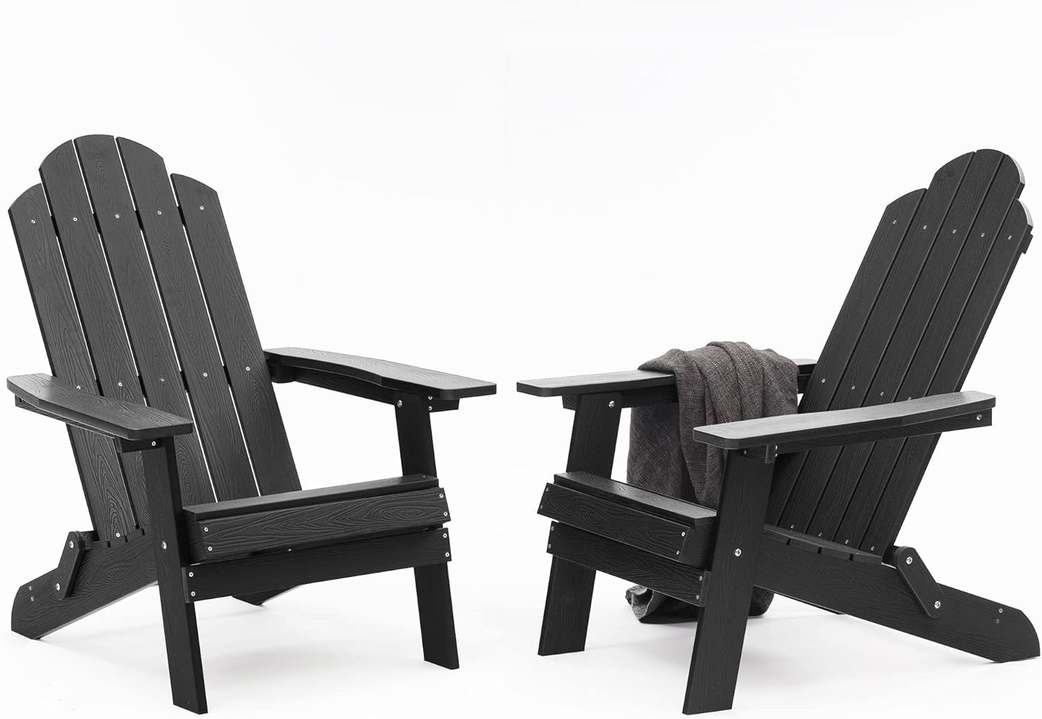 MXIMU Folding Adirondack Chair for Outdoor: Easy to Assemble and Comfortable Adirondack Chairs Set of 2 - All Weather Composite Plastic Chair for