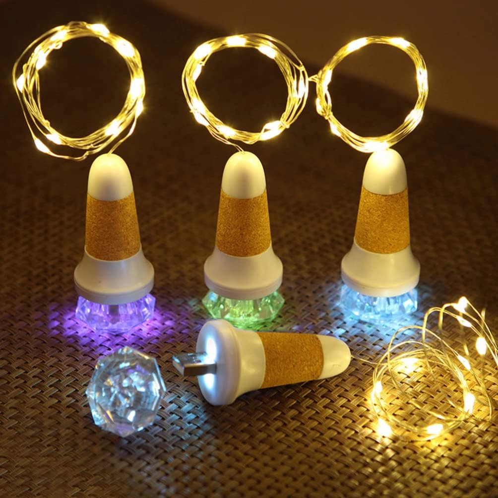 Uonlytech 2PCS Wine Bottle Cork Lights with String Lights, USB Rechargeable Bottle Lights Flash Diamond Light Fairy String Lights for Party Festival Wedding