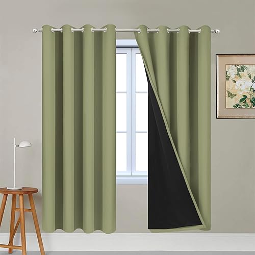 Yakamok 100% Blackout Curtains Energy Saving Thermal Insulated 2 Thick