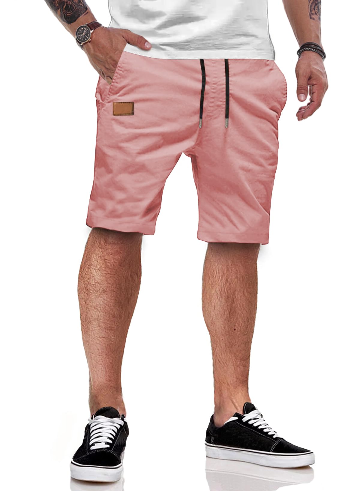 JMIERR Kurze Hosen Herren Sommer Shorts Herren Chino Baumwolle Elastische Taille mit Taschen S-3XL