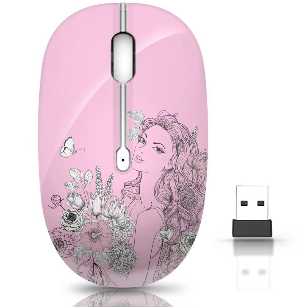 JUHOO Wireless Mouse with Nano Receiver for PC Laptop Notebook Computer MacBook Less Noise Portable Mobile Optical Mice