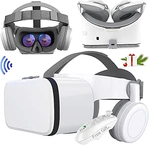 VR Headset, Virtual Reality Headset w/Controller &amp; Headphones for Kid Adult Play 3D Game Movie, Universal VR Set Glasses Goggle Bundle for PC Android Phone for iPhone 13 12 11 Pro X S R Max Samsung