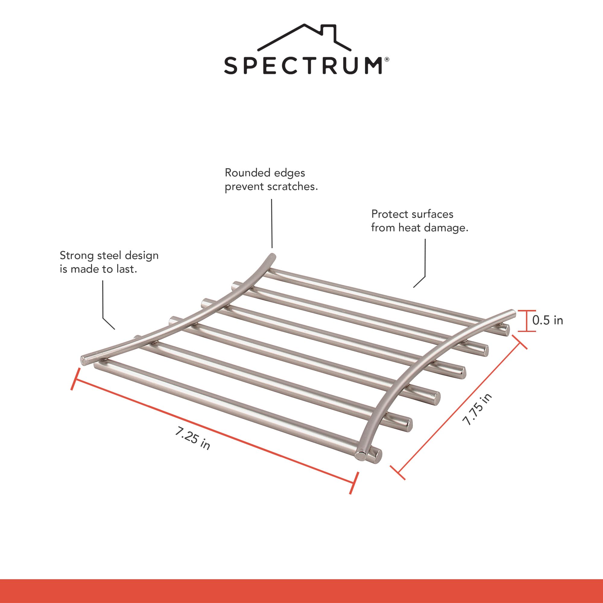 Spectrum 50778 Euro Untersetzer, quadratisch, satiniertes Nickel