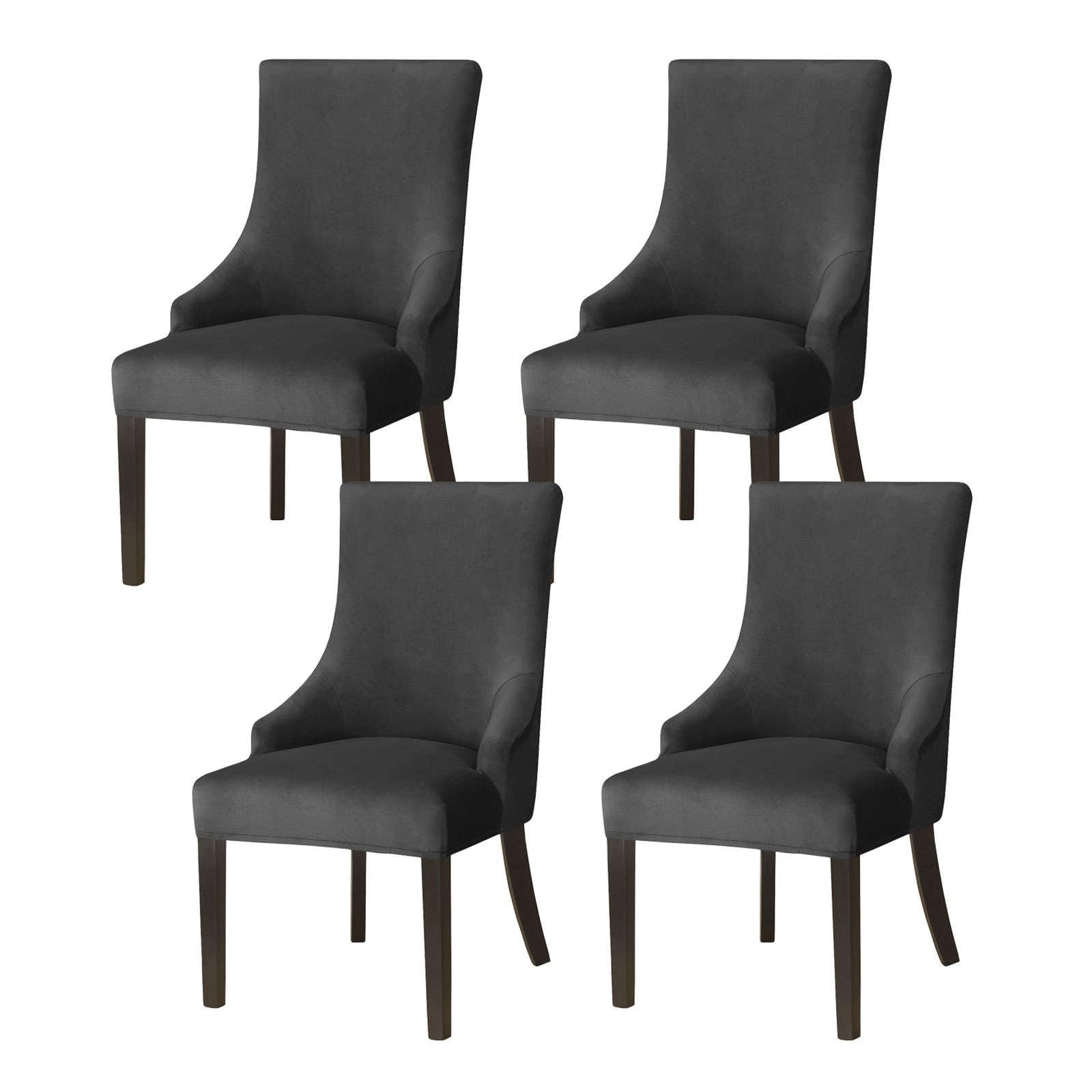 Funda elástica de terciopelo negro para silla sin brazos, extraíble y lavable, juego de 4 piezas para comedor y banquete