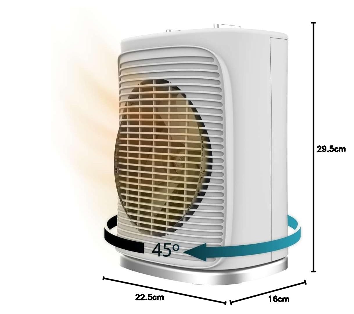 Cecotec Riscaldatore elettrico a basso consumo ReadyWarm 2050 Max Force Rotate White. Termoventilatore da 2000 W, oscillazione a 65°, 3 modalità, termostato regolabile, area di copertura 20 m2, bianco
