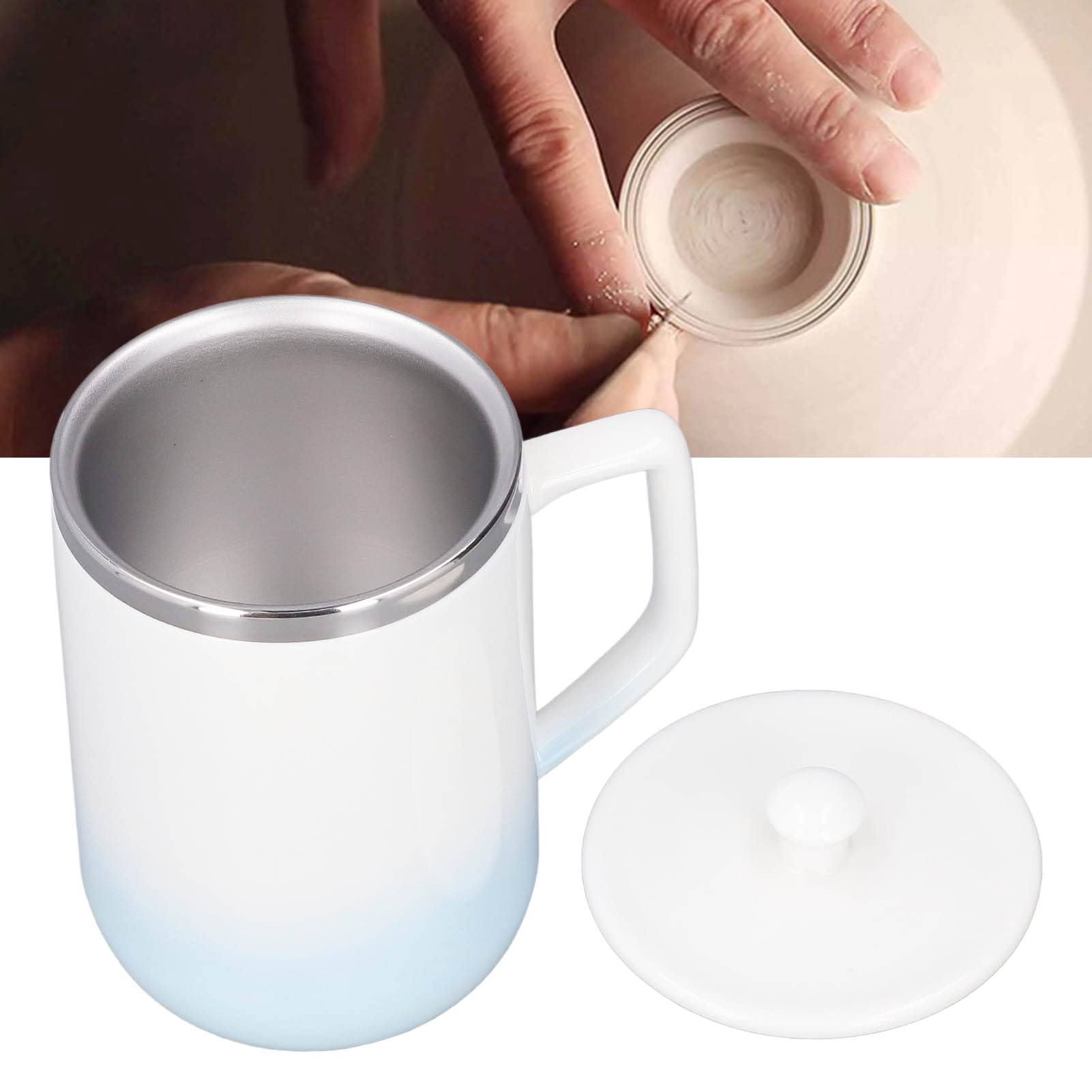 Tnfeeon Taza de Mezcla Eléctrica, Taza de café Agitadora Eléctrica Recargable, Termo de café, Tazas de café Adecuadas para café, Leche, Cacao y Otras Bebidas