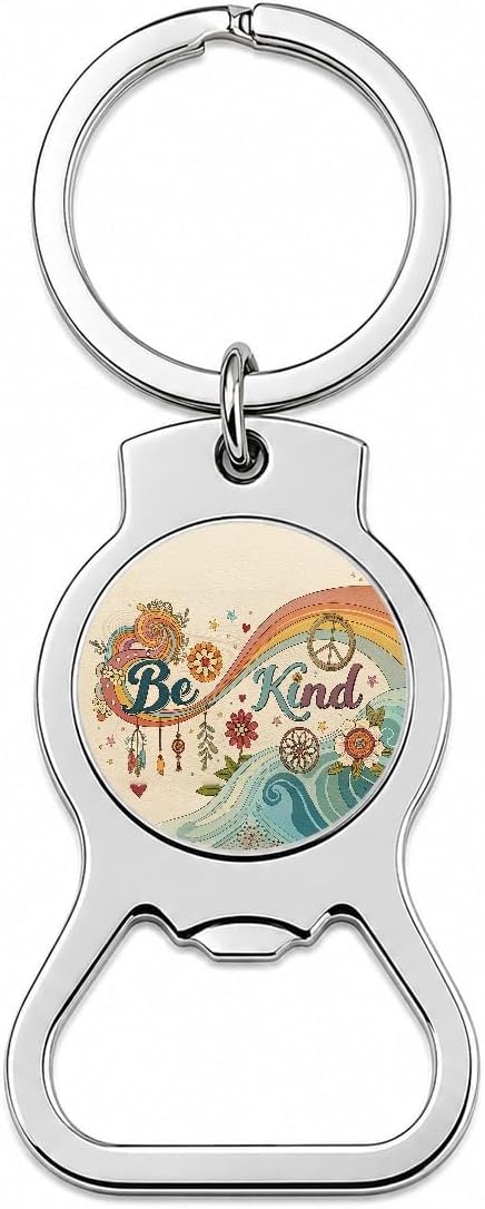 Be Kind Vintage Hippie Design Bottle Opener Keychain