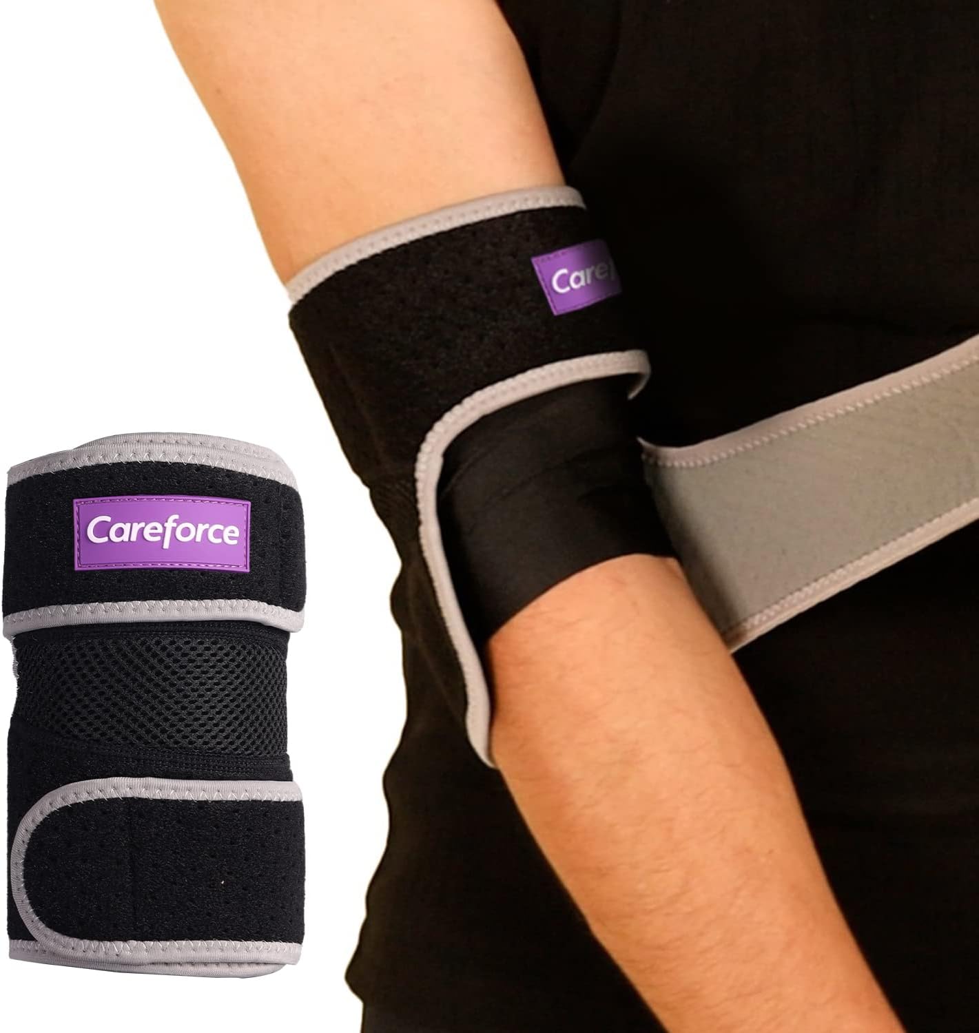 Careforce - The Force Behind Your Health Elastic Tennis Elbow Support Band for Pain Relief Tendonitis, Arthritis Arm Brace for Gym, Badminton, Cricket & Sports for Men & Women - Free Size - Pack of 1